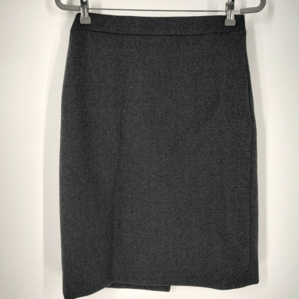 Gently Worn, J Crew, Grey Wool Vintage Vibes With Slit Skirt, Size 8